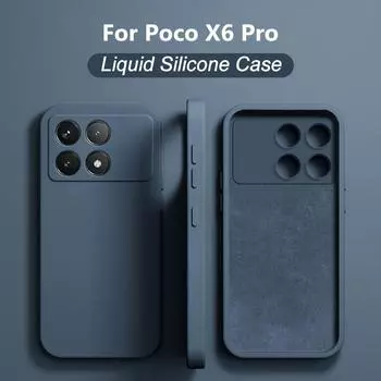 Чехол Poco X6 Pro, квадратный жидкий силиконовый мягкий чехол для Xiaomi Poco X6 Pro Poco X 6 Pro X6Pro Pocox6 Pro 5G, чехол для телефона For Poco X6 Pro
