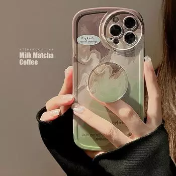 Чехол-подставка для зеленого кофе Matcha Art Ins, чехол для телефона Iphone 13 Promax 12 11 14 Pro Max, защитный силиконовый мягкий чехол, капа For iphone 13pro