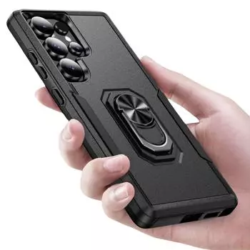 Чехол-подставка с кольцом для пальца для Samsung Galaxy S25 Ultra FE S24 Plus 5G, чехол для телефона Samsung S25 for Galaxy S25 чёрный