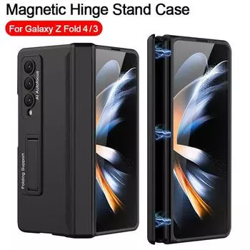 Чехол-подставка с магнитом на петлях для Samsung Galaxy Z Fold 4 3 5g Fold4 Fold3, чехол с магнитным адсорбционным держателем, матовый жесткий чехол для телефона из ПК For Galaxy Z Fold 3 серый