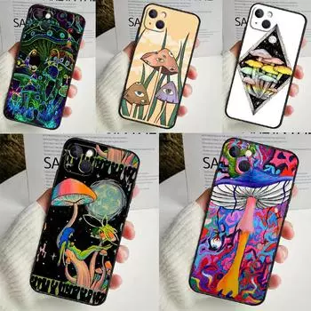 Чехол Psychedelic Mushrooms Florals для iPhone 14 16 15 Pro Max 11 12 13 Mini 7 8 Plus X XR XS MAX, мягкий противоударный чехол iPhone 16 Pro