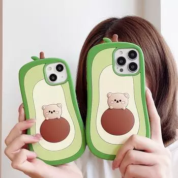 Чехол с 3D рисунком авокадо для iphone 13 12 11 Pro XS Max XR X 7 8 Plus, детский милый мягкий силиконовый чехол для телефона в подарок For iPhone 6/6s зелёный