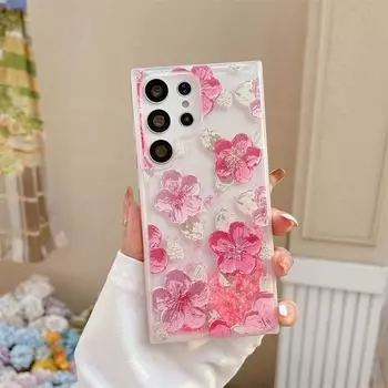 Чехол с блестящим цветком зыбучих песков для Samsung Galaxy S23 Ultra S22 Plus S21 S20 FE A52 A53 A13 A51 A12 A32 A71 A14, светящийся чехол For Samsung A32 4G