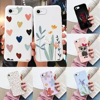 Чехол с цветами Funda 7 8 Plus SE 2020, чехол для телефона iphone7 7+ 8+, мягкий силиконовый чехол с милым котом и медведем, задняя крышка для iphone SE2020 For iPhone 7 Plus тёмно-рыжий