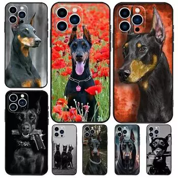 Чехол с изображением собаки таксы добермана для iPhone 15 16 14 13 12 11 Pro Max Plus X XR XS Max 12 13 Mini, мягкий бампер iPhone 15Pro MAX