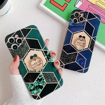 Чехол с кольцом на палец для Iphone 13 12 11 Pro Max 12 Mini Xr Xs X 7 8 Plus Se, мягкий чехол Imd с геометрическим мрамором и сердечком для телефона For iPhone SE(2020)