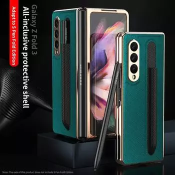 Чехол с крестообразным узором для Samsung Galaxy Z Fold 3, чехол Pen Fold Edition, держатель для ручки, ультратонкий чехол для Galaxy Z Fold3 без S Pen For Galaxy Z Fold 3 жёлтый