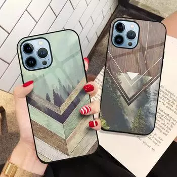 Чехол с лесной геометрией, деревом и природой для Iphone 14 13 11 12 Pro Max Mini Xs Xr X 7 8 6s Plus Se 2022, чехол из закаленного стекла, чехол For iPhone 14 Pro