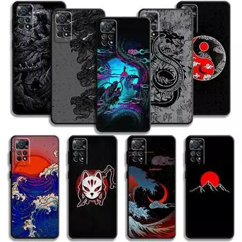 Чехол с маской самурая дракона и волка для Xiaomi Redmi Note 12 11t 11s 11 10 8 Pro 9 9s 9t 8t для Mi 10 8 9a 9c 10c 12c K40 For Redmi Note11T 5G