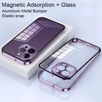 Чехол с металлическим каркасом для iPhone 14 Pro MAX 14 Plus 12, алюминиевый бампер, чехол для телефона из закаленного стекла 13 Pro, защита камеры For iPhone 12 6.1 золотой