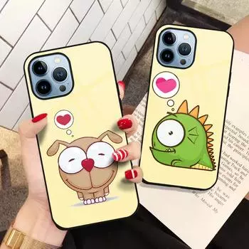 Чехол с милым животным и собакой из мультфильма для Iphone 14 13 11 12 Pro Max Mini Xs Xr X 7 8 6s Plus Se 2022, защитный чехол из закаленного стекла For iphone 8
