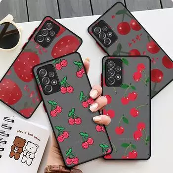 Чехол с принтом клубники и вишни для Samsung Galaxy A22 A12 A21s A71 A32 A13 A33 A53 A73 A52 A11 A51 A31 A72 4g 5g Роскошный чехол Funda Capa for Samsung A11