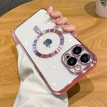 Чехол с прозрачным покрытием для IPhone 15 14 13 12 11 Pro Max Plus, прозрачный магнитный чехол для Magsafe, чехол Funda For iPhone 14 Pro