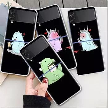 Чехол с рисунком динозавра для Samsung Galaxy Z Flip 4 5g, прозрачный жесткий чехол для сотового телефона Zflip, прозрачный чехол для ПК, роскошный чехол в виде ракушки Samsung Z Flip4 5G