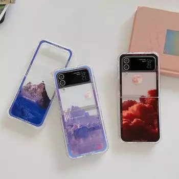 Чехол с рисунком «Облако, снежная гора» для Samsung Galaxy Flip 4 3, прозрачный мягкий силиконовый четырехугольный противоударный чехол, аксессуары For Samsung Z Flip 3