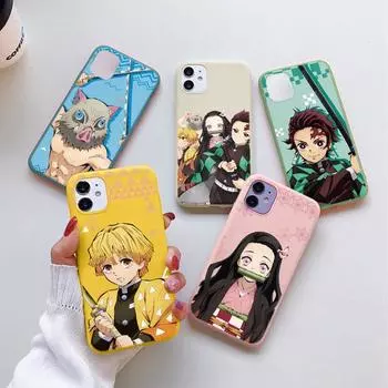 Чехол с рисунком японского аниме «Убийца демонов» для Iphone 11 12 14 Pro Mini Xr Xs Max Se 2020 X 7 8 6 6s Plus 13 Kimetsu No Yaiba, бампер For iPhone 6 6S