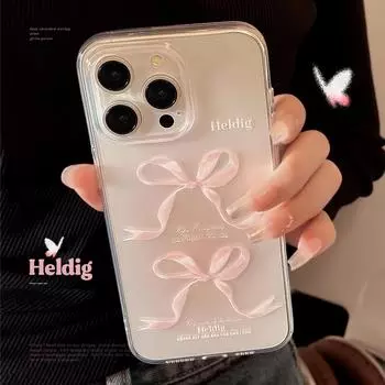 Чехол с розовым бантом для iPhone 14 11 12 Pro Max 13 15 Plus Xs XR 7 8 2020 SE Lucky, чехол для телефона, прозрачный чехол-бампер для дома, противоударный For iPhone 14 Plus