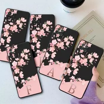 Чехол с розовыми цветами и буквой A для Samsung Galaxy A21s A72 A32 A52 A22 A13 A12 A33 A23 A71 A31 A51 A53, мягкий матовый чехол из ТПУ Samsung A11