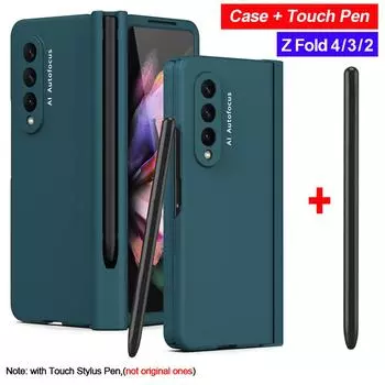 Чехол с шарниром для сенсорного пера для Samsung Galaxy Z Fold 4 3 2, чехол с гнездом для ручки, стекло на переднем экране для Z Fold 2, 3, 4, 5g, полная крышка For Galaxy Z Fold 2