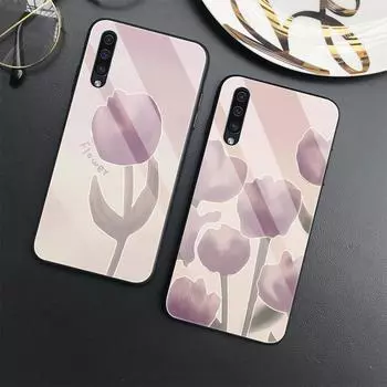 Чехол с тюльпанами и цветами для Samsung Galaxy A52 A71 A72 A70 A73 A53 A13 5g A03 A22 A21s A03 Core, чехол из закаленного стекла For Samsung A41