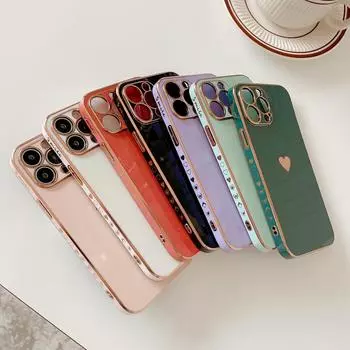 Чехол с твердым покрытием для Iphone 11 12 13 Pro Max, защита объектива, чехол с сердечком для Iphone 13 Mini Xr Xs Max X 8 7 Plus Se2 For iphone 8