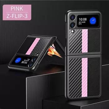 Чехол с узором личи из углеродного волокна для Samsung Galaxy Z Flip 3, складной экран контрастного цвета для Galaxy Z Flip 3, защитный чехол for Galaxy Z Flip 3