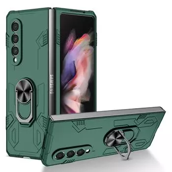 Чехол с защитой от падения и подставкой с кольцом для Samsung Galaxy Z Fold 3 4 Fold4 5g Fold2 Fold3 Fold 2 Жесткие чехлы для телефонов с защитой от пота for Galaxy Z Fold 2 темно-синий