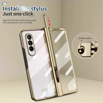 Чехол с защитой от падения и полной защитой для Samsung Galaxy Z Fold4 Fold 4 5g Fold3 Fold 3 2 Fold2 Чехлы из закаленного стекла for Galaxy Z Fold 4 чёрный