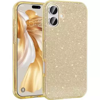 Чехол с золотыми блестками для iPhone 16 Pro Max 15 Plus 14 13 Mini 12 11 X Xs Xr Se 2022 2020 7 8 6 6S 16Pro для девочек и женщин, блестящие аксессуары для телефонов For iPhone 16 золотой