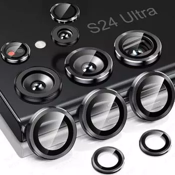 Чехол Samsang S24 Ultra, задняя HD-камера, Защитная пленка для Samsung Galaxy S24 Ultra Plus S24 + S 24 5G, заднее стекло, кольцо, аксессуары для объектива S24 Ultra&1 Set чёрный