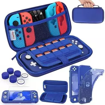 Чехол Switch Lite с мягким блестящим защитным чехлом из термополиуретана, игровая карта, 6 колпачков для большого пальца для Nintendo Switch Lite, комплект аксессуаров чёрный