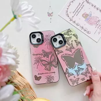 Чехол в зеркальном стиле с рисунком розовой бабочки и рисунком IMD Design для Apple iPhone Samsung Oppo Vivo Xiaomi Redmi Infinix Tecno... Xiaomi Poco M2 Pro