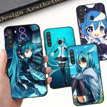 Чехол WD16 Hatsune Miku Black Sofe для iPhone 16 15 Plus 14 13 Pro 8 SE XR XS Max P30 Nova 5T Y5P Y6 Y7 Y8P Y9 Realme C30 C33 C31 VIVO Y36 V27 Huawei Y9S эбеновый