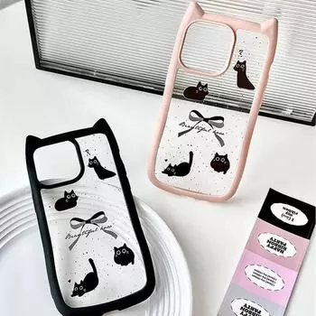 Чехол Zhitai Cute Cat Ear для iPhone 14/15 Pro Max, мультяшный дизайн Ins-Style, совместим с iPhone 12/13/16 iPhone 16 Pro Max