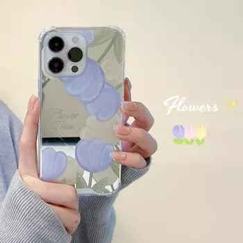 Чехол Zhitai для iPhone 14 Pro Mirror Floral, совместим с Apple 16, Huawei P30/P40, Honor 90 Apple 11