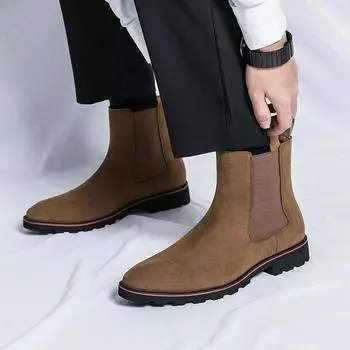 Мужские ботинки Chelsea Classic Business Dress Shoes черные коричневые бежевые 38 чёрный