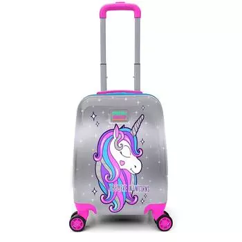 Чемодан Coral High Kids Pink Silver с рисунком единорога 16728