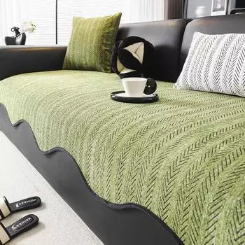 Chenille Non-slip Sofa Covers Irregular Comfortable Sofa Cushion for Living Room French Style Four Seasons Furniture Protector A 90x90