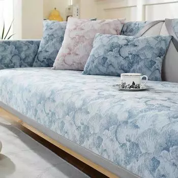 Chenille Sofa Couch Cover Flowers Striped Weave Textured Sectional Couch Covers Washable Anti-Slip Sofa Slipcover for Dogs Pet 70x70