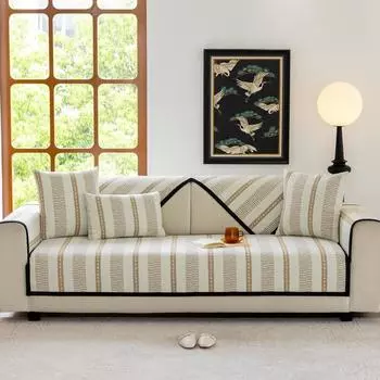 Chenille Sofa Cushion All Seasons Universal Retro Striped Cushion Non-Slip Leather Sofa Cover New Cover Cloth 70x70cm 1pc
