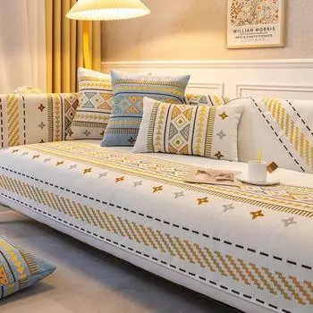 Chenille Sofa Cushion Nordic Four Seasons Simplicity Modern Cushion Sofa Cover Backrest Towel 70*70cm