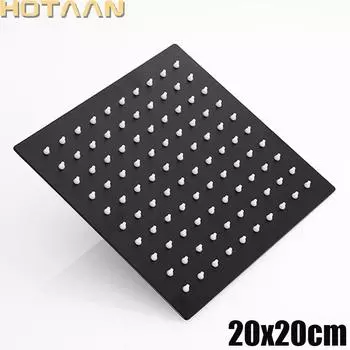 . Черная 8-дюймовая квадратная верхняя душевая лейка 20x20 см, нержавеющая сталь, душевая лейка для ванной комнаты Chuveiro 8 inch