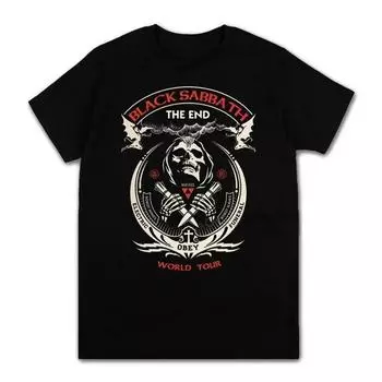 Черная футболка с рисунком Sabbath End World Tour, хлопковая футболка с тяжелой металлической группой, верхняя одежда унисекс с круглым вырезом и короткими рукавами 2XL