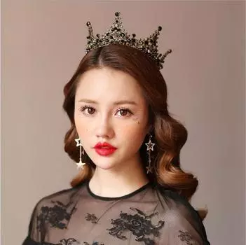 Черная Корона, новая, круглая, круглая, в стиле ретро, королевская корона в стиле барокко, свадебные аксессуары для волос, свадебный головной убор