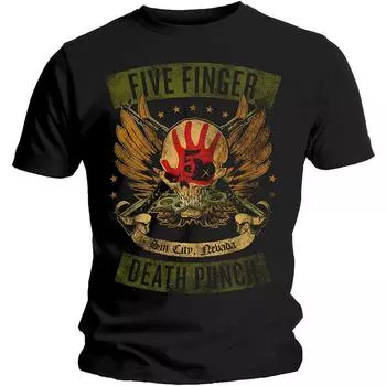 Черная облегающая футболка унисекс Five Finger Death Punch Locked Loaded S