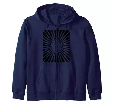 Черная толстовка с капюшоном на молнии с узором Starburst Mid Century Modern. синий