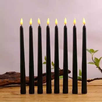 Черно-белые светодиодные свечи с мерцающим пламенем, работающие от батареек, беспламенные свечи для украшения могилы на Хэллоуин, 1 шт.