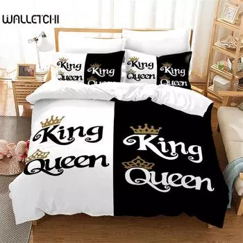 Черно-белый комплект постельного белья размера «king-size» и «queen-size» для пары Романтические подарки на День святого Валентина Пододеяльник из полиэстера EU single(135x200cm)