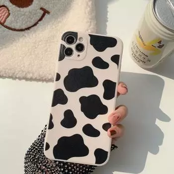 Черно-белый силиконовый чехол для телефона с рисунком коровы для Iphone Xs Max 7 13 11 14 Pro Max 12 Mini Xr X 8 Plus Capa Conque for iphone 12