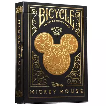 Черно-золотые игральные карты Bicycle Disney с изображением Микки Мауса. чёрный